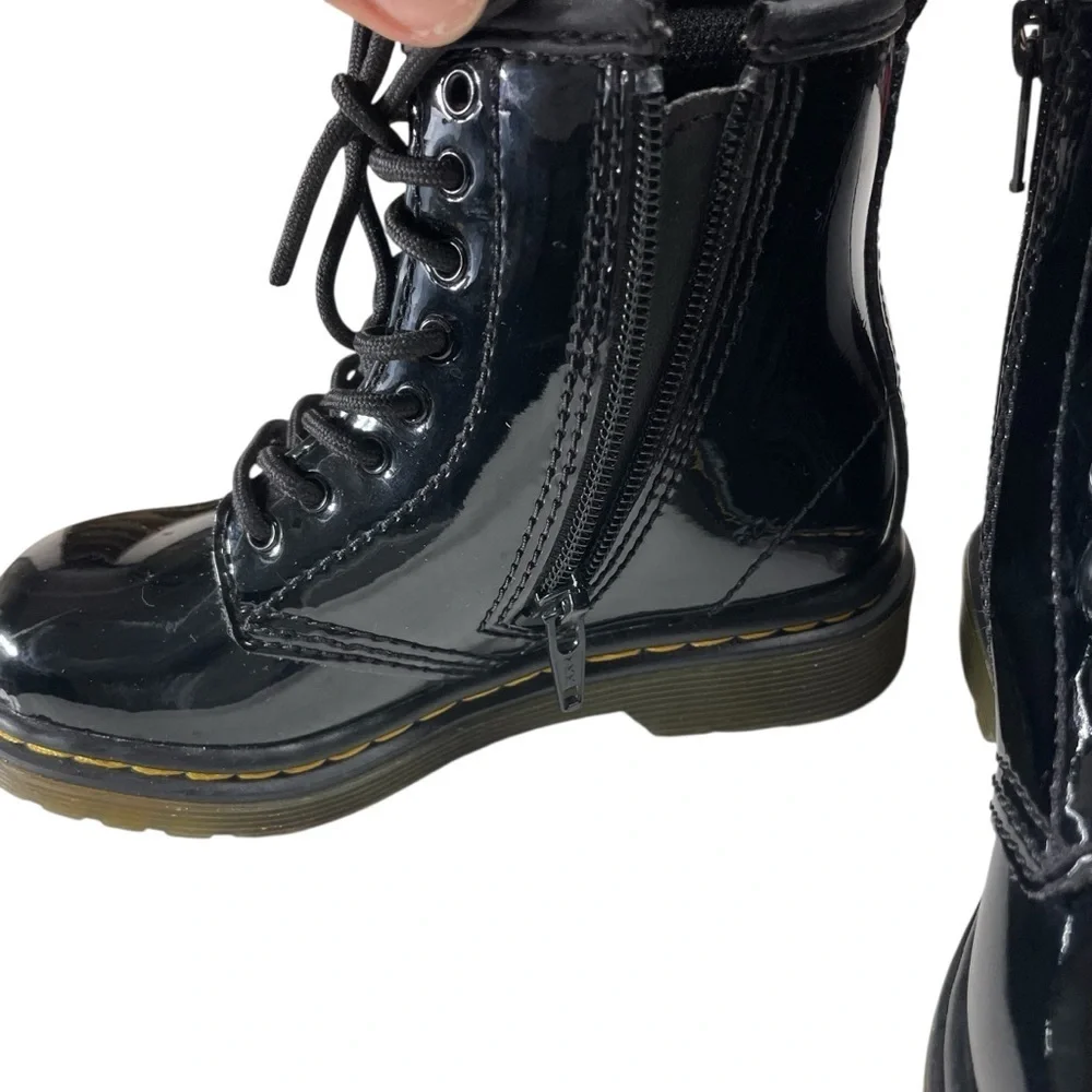 Dr. Martens 1460 Black Patent Leather Lace-Up Boots Toddler US Size 8